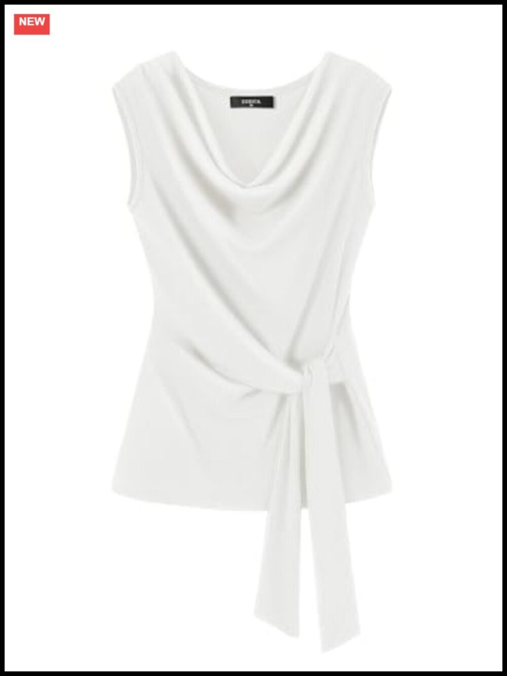 Sleeveless Ribbed Knit Cowl Neck Wrap Tank Top Business Casual Office Summer
